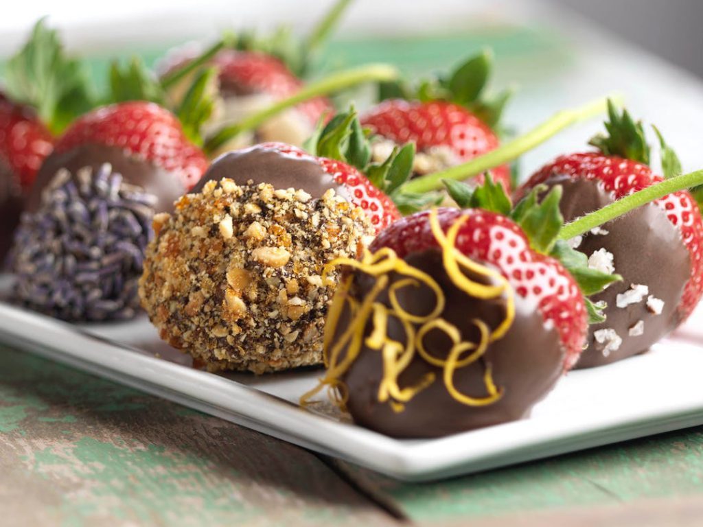 chocolate covered strawberries with nuts