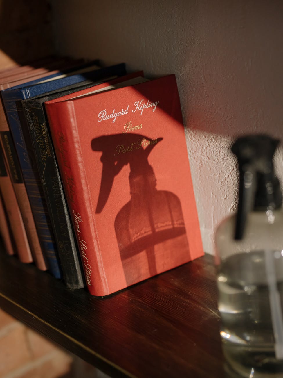 red and black book on brown wooden table