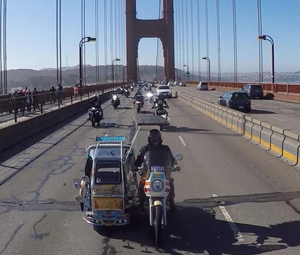History made as Filipino-made tricycle cruises on the Golden Gate Bridge