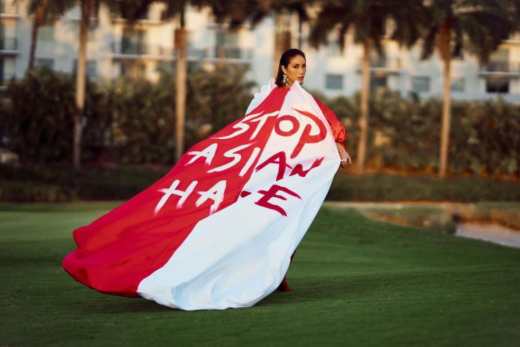 A Filipino designer made Miss Singapore's "Stop Asian Hate" gown