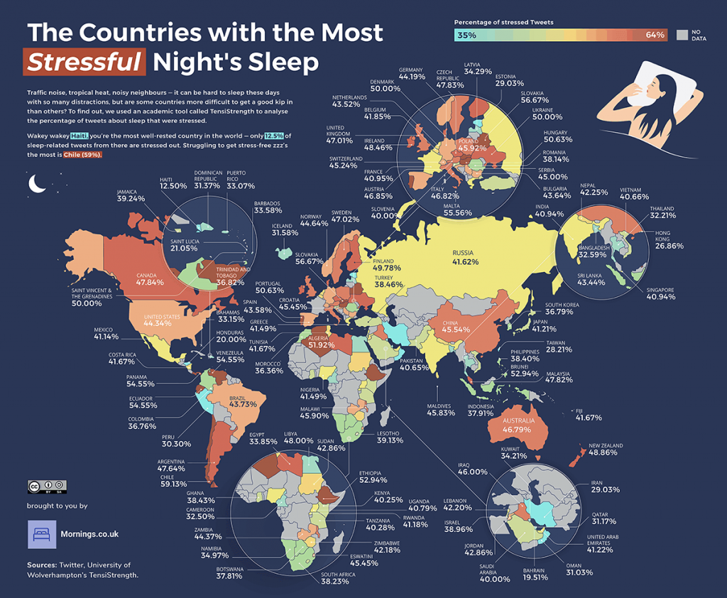 02 The Countries with the Most Stressful Nights Sleep World Map 1