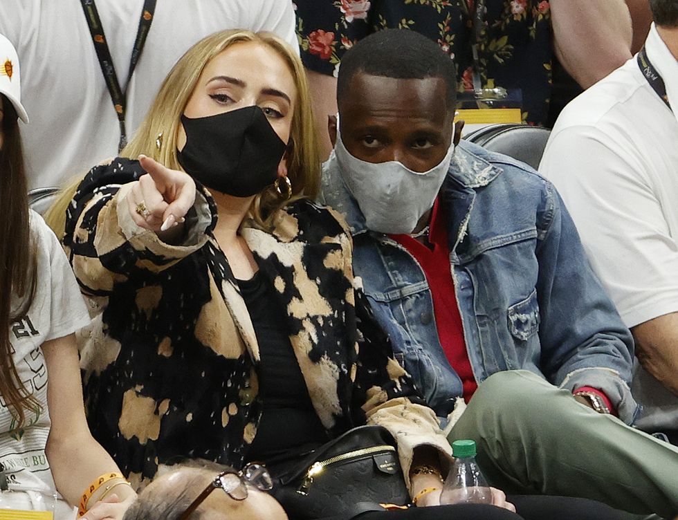 singer adele looks on next to rich paul during the first news photo 1626803763