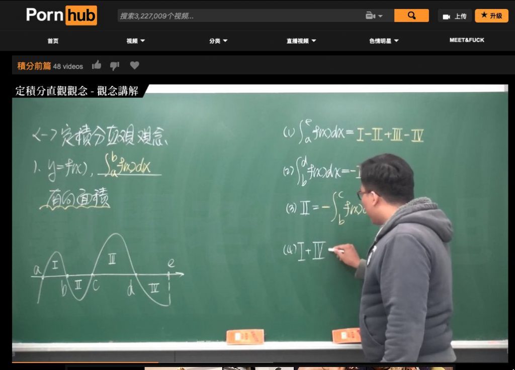 “Study hard, play hard”: Taiwanese teacher uses Pornhub to teach calculus