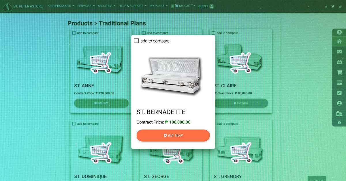 St. Peters Life Plans sell caskets online