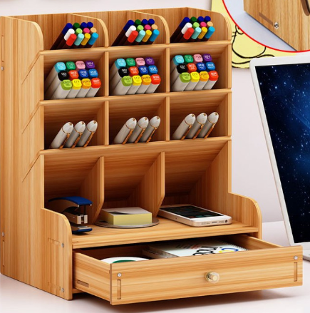 2022 09 29 15 58 05 Wooden Desk Organizer Multi Functional DIY Pen Holder Box Office Supplies Desk O