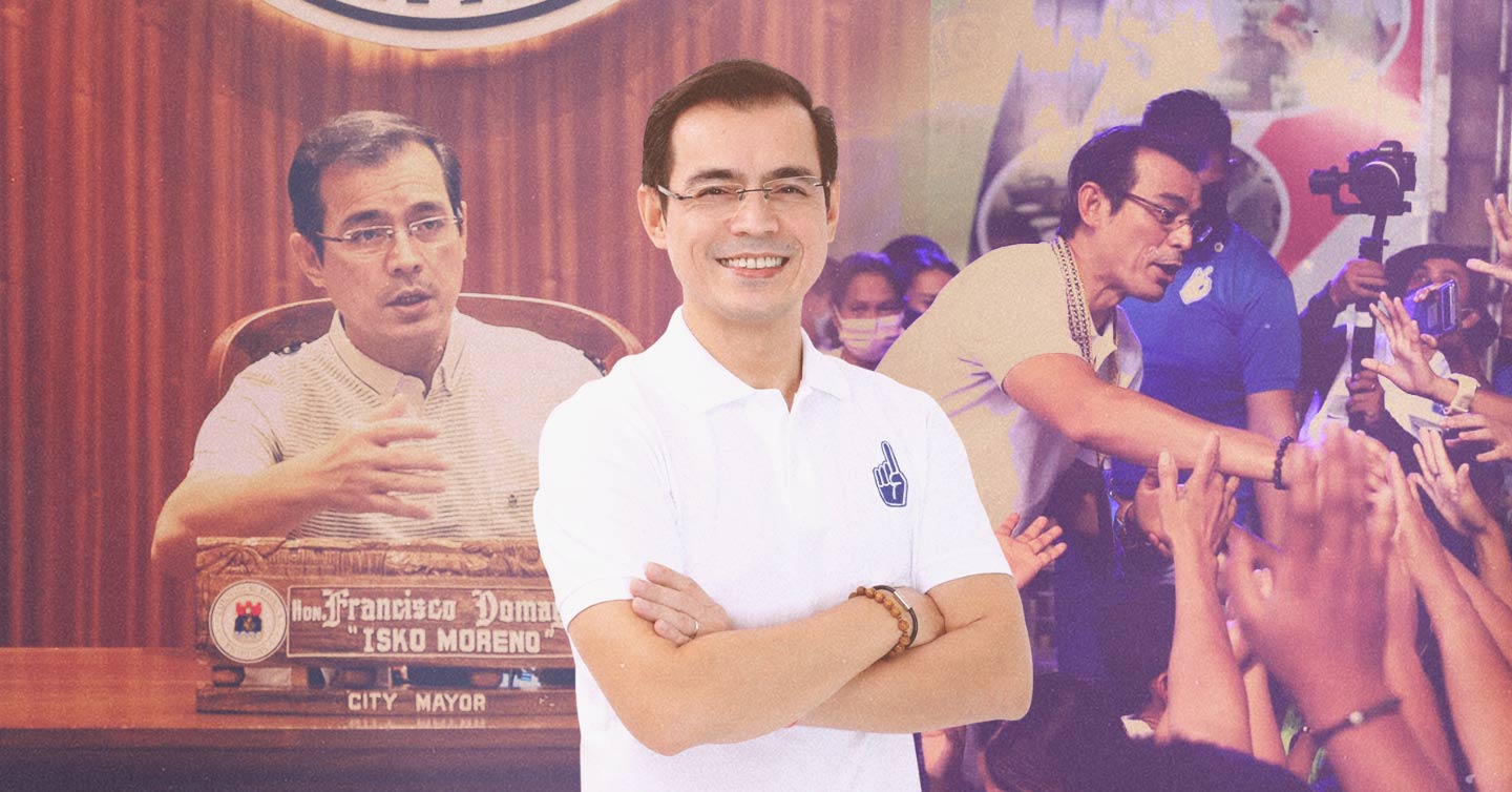 header featuring several overlayed images of Isko Moreno