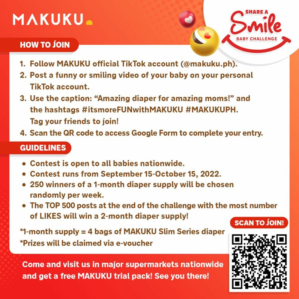 Instructions on joining the MAKUKU PH 'Share a Smile Baby Challenge.'