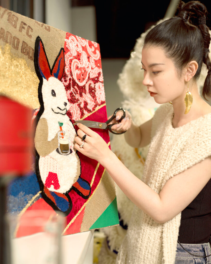The Patchwork Rabbit design made by Angel Chen exclusively for Nespresso