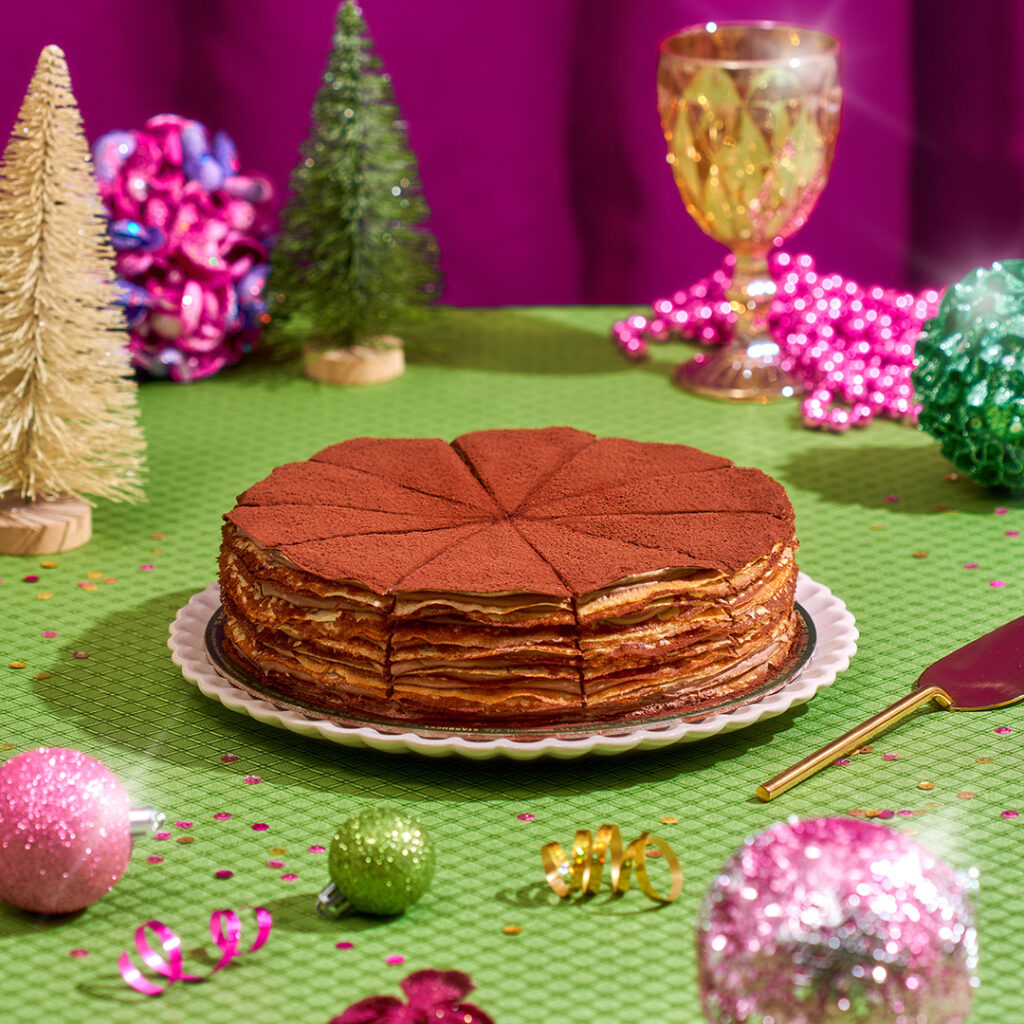 1080px x 1080px Holiday FY24 Food Highlight Chocolate Crepe Cake