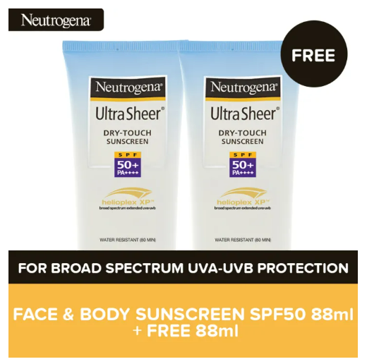 Buy 1 Take 1 Neutrogena Ultra Sheer Dry-Touch Sunscreen Broad Spectrum SPF50, 88ml