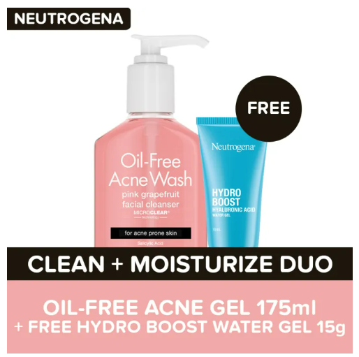 Neutrogena Oil-Free Acne Cleansing Gel 175ml + FREE Hydro Boost Water Gel 15g