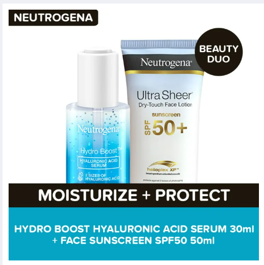 Neutrogena Hydro Boost Hyaluronic Acid Serum 30ml + Ultra Sheer Dry-Touch Face Sunscreen SPF50 50ml