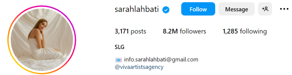 Sarah Lahbati Instagram account 